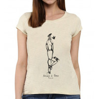 Ladies T-Shirt - Tree Beige Crew Neck
